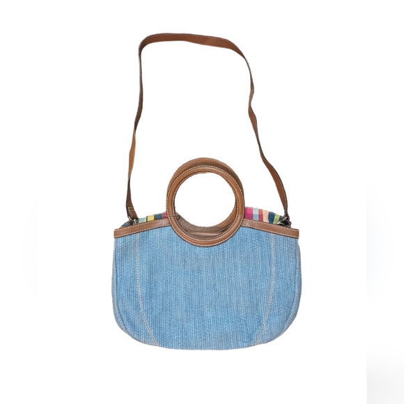 Fossil Handbags - Fossil Baby Blue Woven Handbag with leather straps